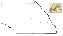 Saguache County Colorado Incorporated and Unincorporated areas Center Highlighted